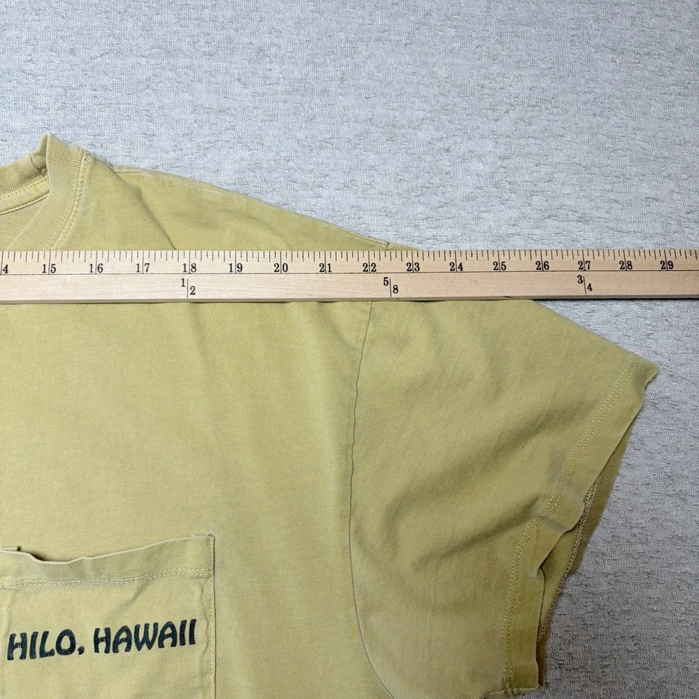 Mens Tshirt XL Yellow Hilo Hawaii Pocket Souvenir Tropical Cotton Tee